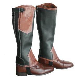 HPE Leather Black w/Brown Riding Chaps